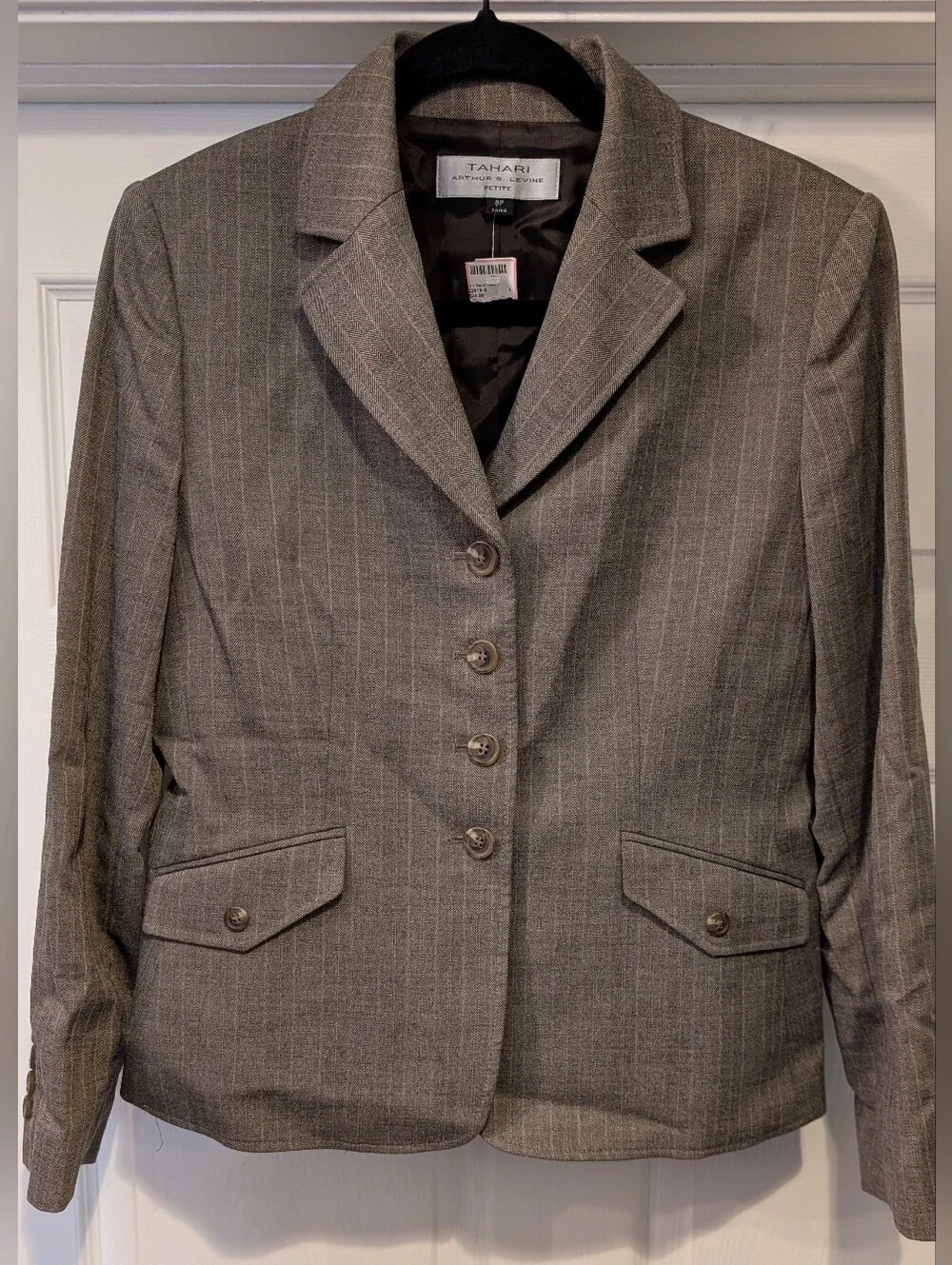 Tahari Arthur S. Levine Petite Women's Brownish Gray Blazer Jacket Size 8P cthny